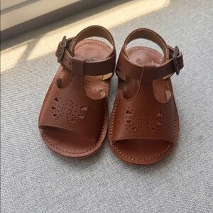 Young Soles chestnut brown leather t-bar sandals - size 21 (6c) NEW!